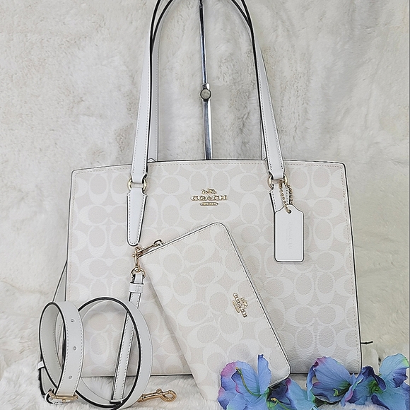 Coach SET 2 PCS Signature Shoulder Bag Purse Handbag + Wallet NWT - Picture 16 of 16